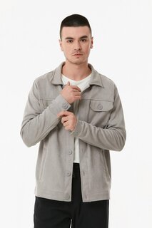 Замшевая куртка с двумя карманами Fullamoda, серый