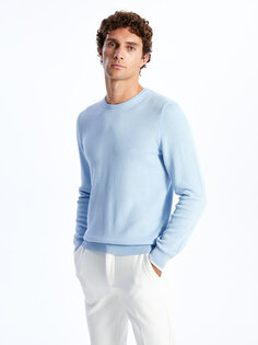 Мужской трикотажный свитер с круглым вырезом и длинными рукавами SOUTHBLUE, светло-синий
