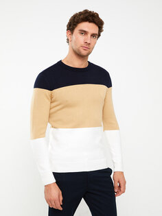 Мужской трикотажный свитер с круглым вырезом и длинными рукавами с цветными блоками SOUTHBLUE, смешанная ж