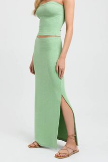 Зеленая базовая женская длинная юбка с разрезом MG1650 MADMEXT