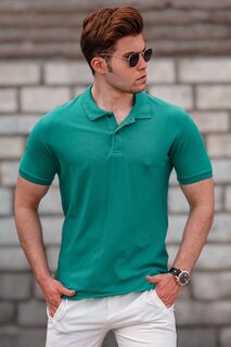 Зеленая базовая мужская футболка с воротником поло 5101 MADMEXT