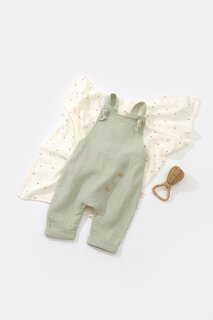 Муслиновый комбинезон из салопета BabyCosy Organic Wear, зеленый