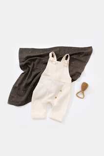 Муслиновый комбинезон из салопета BabyCosy Organic Wear, экрю