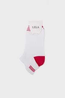 Мягкие хлопковые вязаные носки в полоску 0070002 Lela, красный