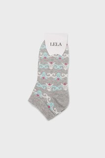 Мягкие хлопковые вязаные носки с рисунком 0070003 Lela, серый