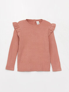 Мягкий текстурированный вязаный свитер с круглым вырезом для маленьких девочек LCW baby, светло-розовый