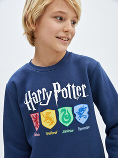 Толстовка для мальчика с длинными рукавами и принтом Гарри Поттера с круглым вырезом LCW Kids, индиго