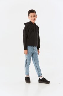 Толстовка для мальчика с капюшоном и карманом-кенгуру Fullamoda, черный
