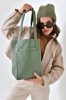 Мятно-зеленая твиловая сумка с 2 карманами ÇINAR BEZ ÇANTA