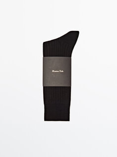 Носки из шотландской пряжи в ребрику Massimo Dutti, черный