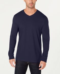 Мужская футболка с длинным рукавом и v-образным вырезом, созданная для macy&apos;s Club Room, темно-синий