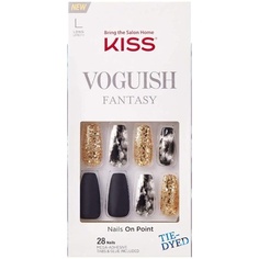 Набор для длинных гелевых ногтей Voguish Fantasy Chillout с клейкими полосками, клеем, маникюрными палочками и мини-пилочкой — 28 ногтей, Kiss