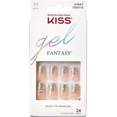 Набор для клеевого маникюра Gel Fantasy Collection, необычные квадратные накладные ногти средней длины, 24 шт., Kiss