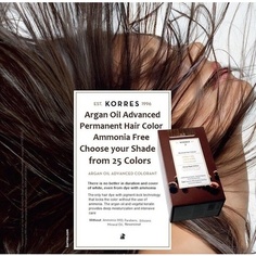 Перманентный краситель для волос с аргановым маслом и технологией фиксации пигмента, Korres