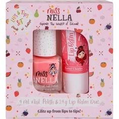 Блестящий лак для ногтей Peach Slushie и розовый гипоаллергенный бальзам для губ Butter Cheeks для детей, Miss Nella