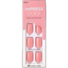 Набор гелевых ногтей Impress Color «Красивый розовый» с технологией Purefit — включает в себя мини-пилку для обработки кутикулы Prep Pad и 30 накладных ногтей, Kiss