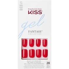 Набор для клеевого маникюра Gel Fantasy Collection, квадратные накладные ногти короткой длины, 28 накладных ногтей, клей для ногтей, пилка для ногтей и маникюрная палочка, Kiss