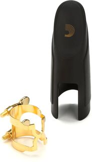 D&apos;Addario HBS2G H Лигатура и колпачок для мундштука для баритон-саксофона из твердой резины - золото D'addario