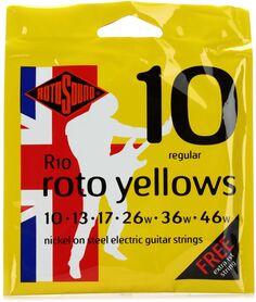 Rotosound R10 Roto Yellow, никель-на стальные струны для электрогитары — .010-.046 стандартные