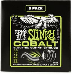 Струны для электрогитары Ernie Ball 3721 Regular Slinky Cobalt, .010-.046, заводские, 3 шт.