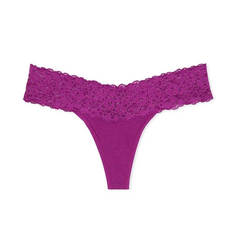 Трусики-стринги Victoria&apos;s Secret The Lacie Lace-Waist Cotton, фиолетовый