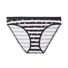 Трусики Victoria&apos;s Secret Stretch Cotton Bikini Classic, черно-белый