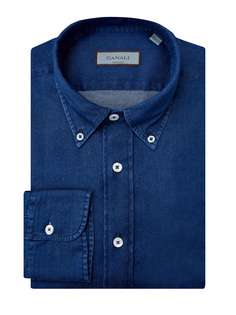 Рубашка из окрашенного вручную хлопка с воротником button-down Canali