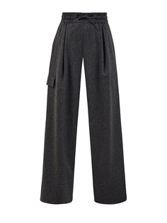 Широкие брюки-карго из шерстяной и кашемировой фланели Yves Salomon
