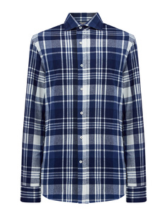 Рубашка Easy из хлопковой фланели с мадрасским узором в клетку Brunello Cucinelli