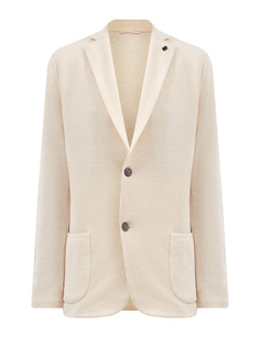 Блейзер из фактурного льна и хлопка с литой символикой Gran Sasso