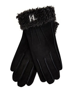 Перчатки K/Saddle из мягкой кожи с отделкой из ширлинга Karl Lagerfeld