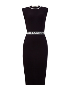 Платье-миди из эластичного трикотажа с поясом K/logo Karl Lagerfeld