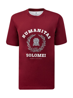Хлопковая футболка с принтом Humanitas и логотипом Brunello Cucinelli
