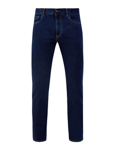 Джинсы ручной работы с нашивкой из кожи Canali