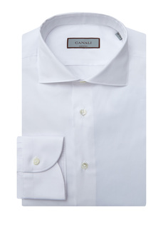 Белая рубашка из гладкого эластичного хлопка Canali