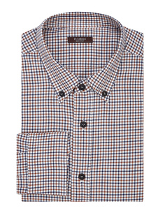 Рубашка из хлопка в клетку с воротником button-down Peserico