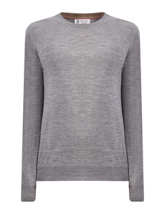 Джемпер из тонкой меланжевой шерсти и кашемира Brunello Cucinelli