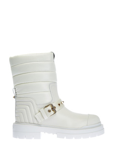 Белые ботинки Rockstud из мягкой кожи с литым декором Valentino