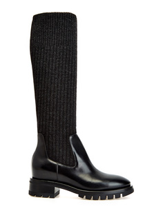 Высокие сапоги-челси из гладкой кожи и трикотажа Santoni
