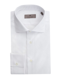 Белая рубашка из хлопка с микро-узором в тон Canali