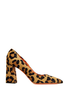 Туфли из меха с леопардовым принтом Santoni