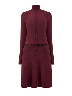 Трикотажное платье из пряжи EcoVero с поясом грогрен Karl Lagerfeld