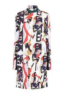 Платье из шелка и шерсти с принтом в виде коллажа из архивов бренда Burberry