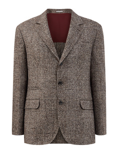 Пиджак с узором в виндзорскую клетку из шерсти и мягкой альпаки Brunello Cucinelli