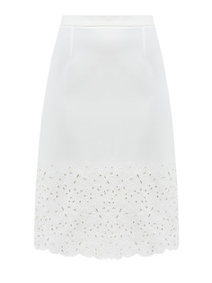 Белая юбка-миди ручной работы с кружевной отделкой Ermanno Scervino