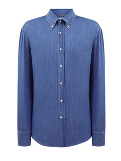 Рубашка из тонкого денима с воротом button-down Brunello Cucinelli