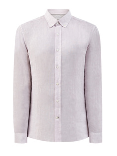 Рубашка из дышащего льна с воротником button-down Brunello Cucinelli