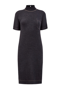 Платье-футболка из шерсти и хлопка с контрастными швами Brunello Cucinelli