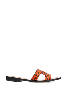 Кожаные сандалии K/Logo с анималистичным декором Karl Lagerfeld