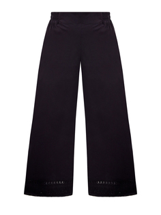 Хлопковые брюки-кюлоты с эластичным поясом и бахромой Re Vera